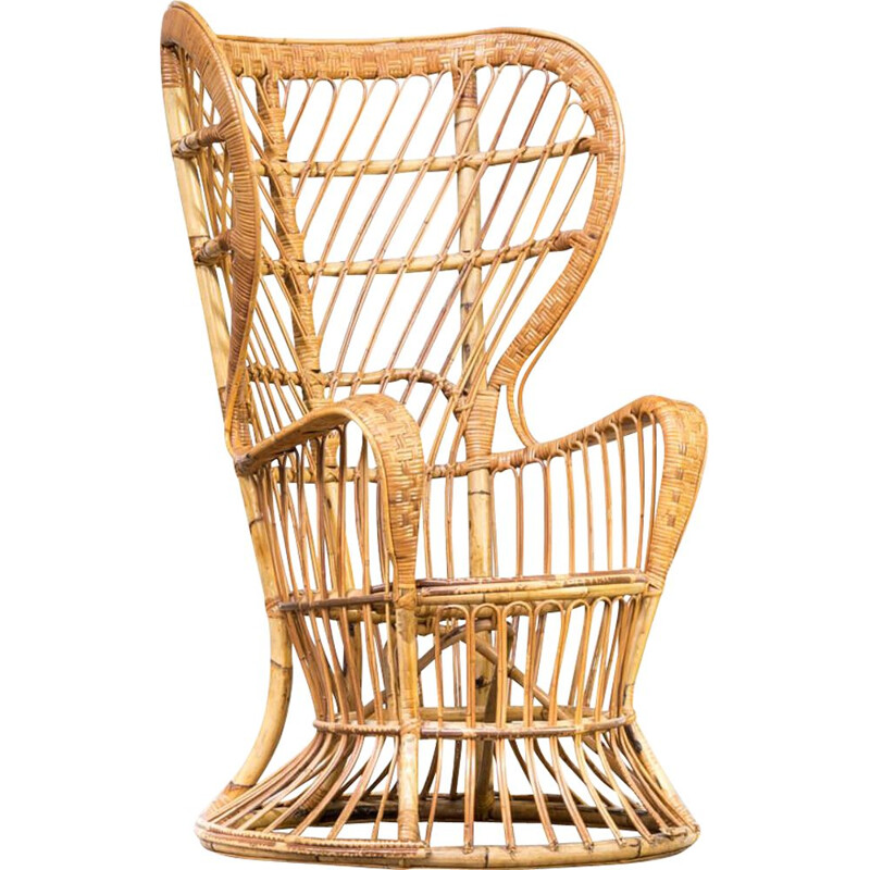 Vintage rattan italian armchair, 1950s