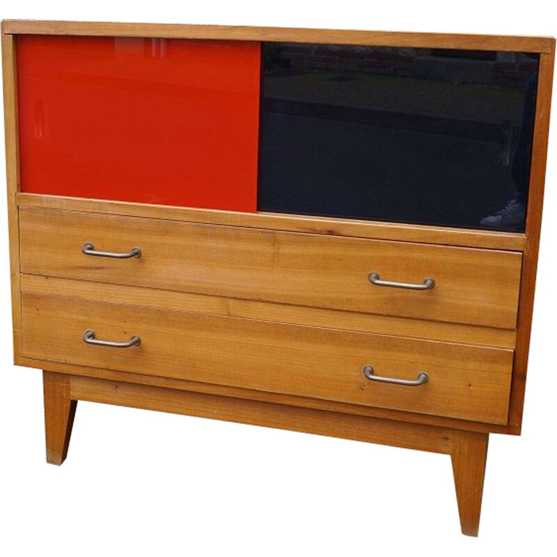 Vintage two-tone sideboard with compass foot 1950