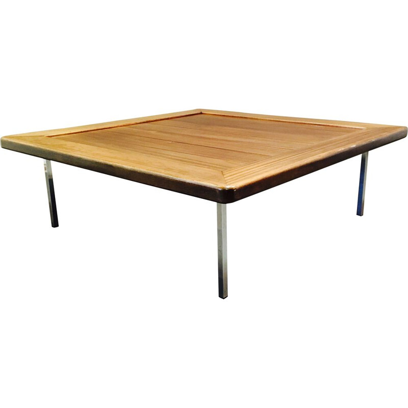 Table basse vintage de grand format en bois, 1960