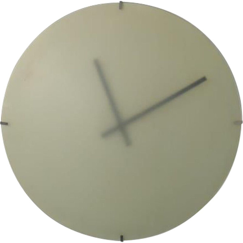 1970s Frosted glass clock  designed by Paul Schudel, manufactured by Designum in the Netherlands