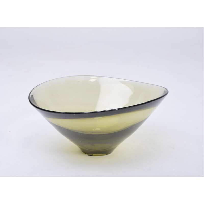 Green Disko Bowl from the Olive series designed by Per Lütken for Holmegaard, 1959