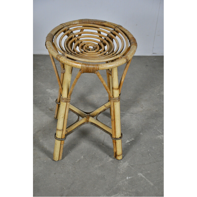 Pair of vintage rattan stools 1960s 