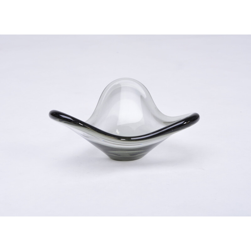 Vintage grey glass bowl from the "Fionia" series by Per Lütken for Holmegaard, 1960