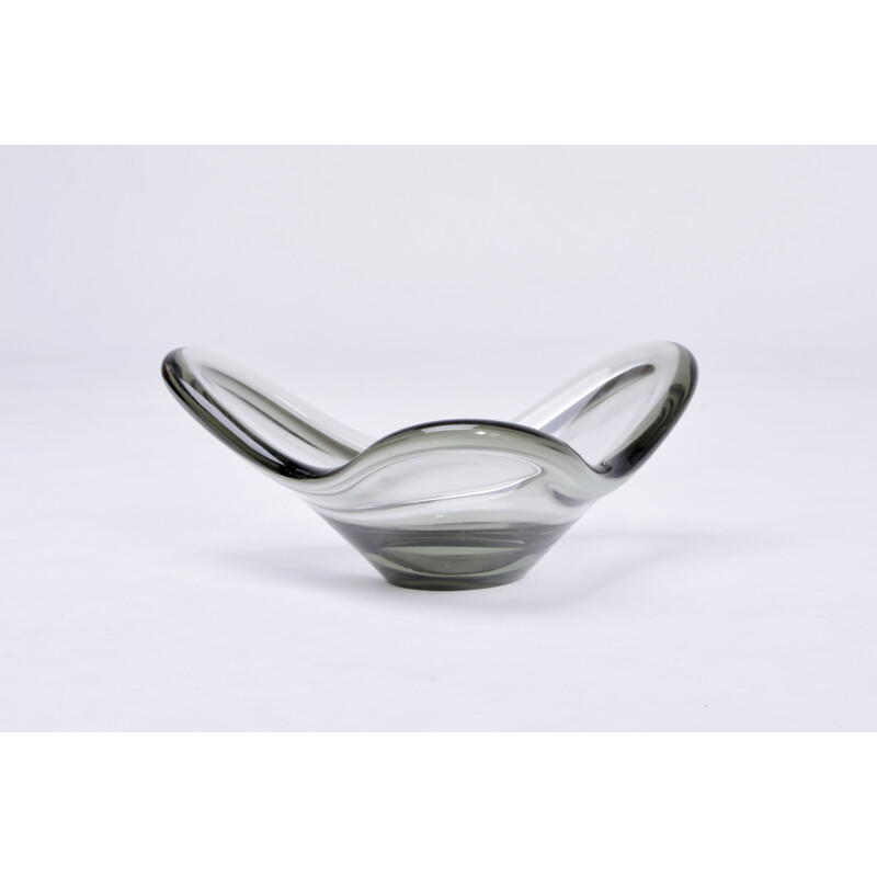 Taça de vidro cinzento vintage da série "Fionia" de Per Lütken para Holmegaard, 1960