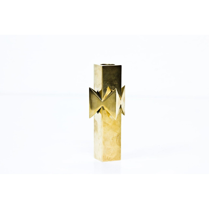 Swedish brass vintage candlestick by Pierre Forssell, 1960s