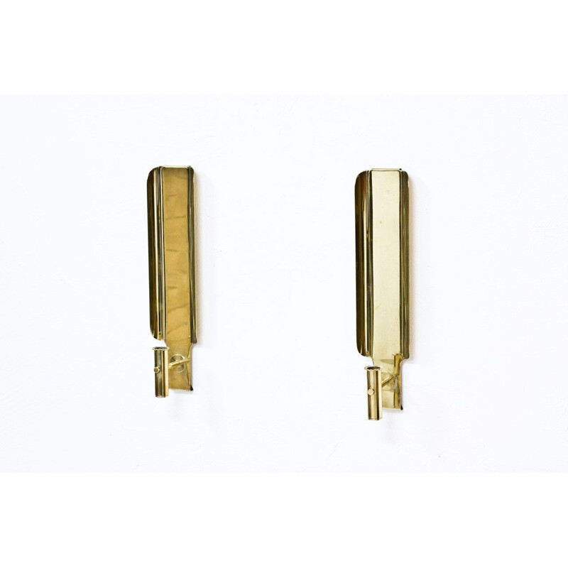 Pair of brass swedish vintage wall candlesticks by Hans-Agne Jakobsson,1960s