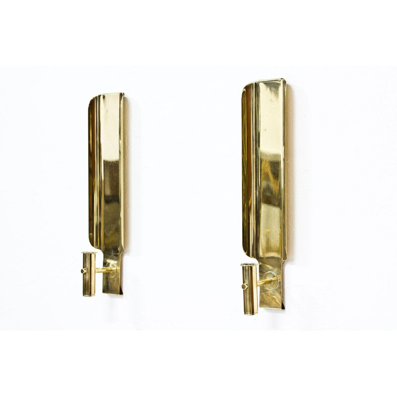 Pair of brass swedish vintage wall candlesticks by Hans-Agne Jakobsson,1960s