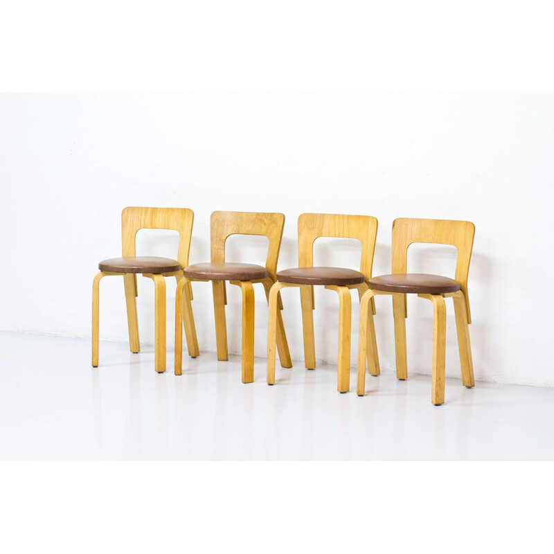 Set of 4 Model 65 vintage chairs by Alvar Aalto for Artek, 1970s