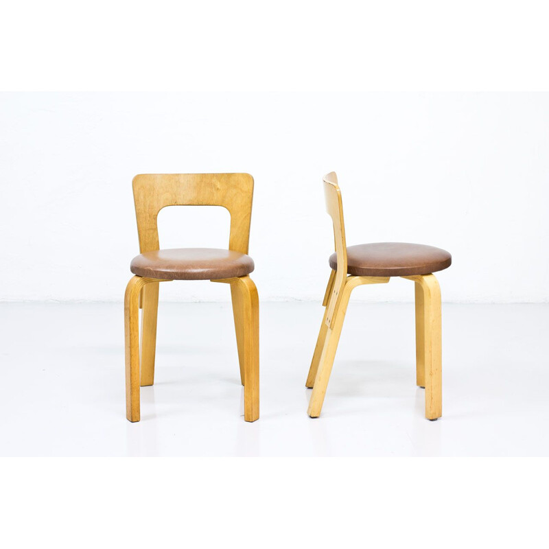 Set of 4 Model 65 vintage chairs by Alvar Aalto for Artek, 1970s