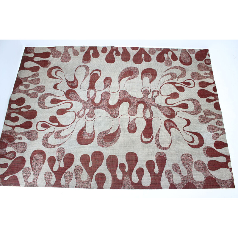 Abstract organic design vintage carpet rug, 1960s