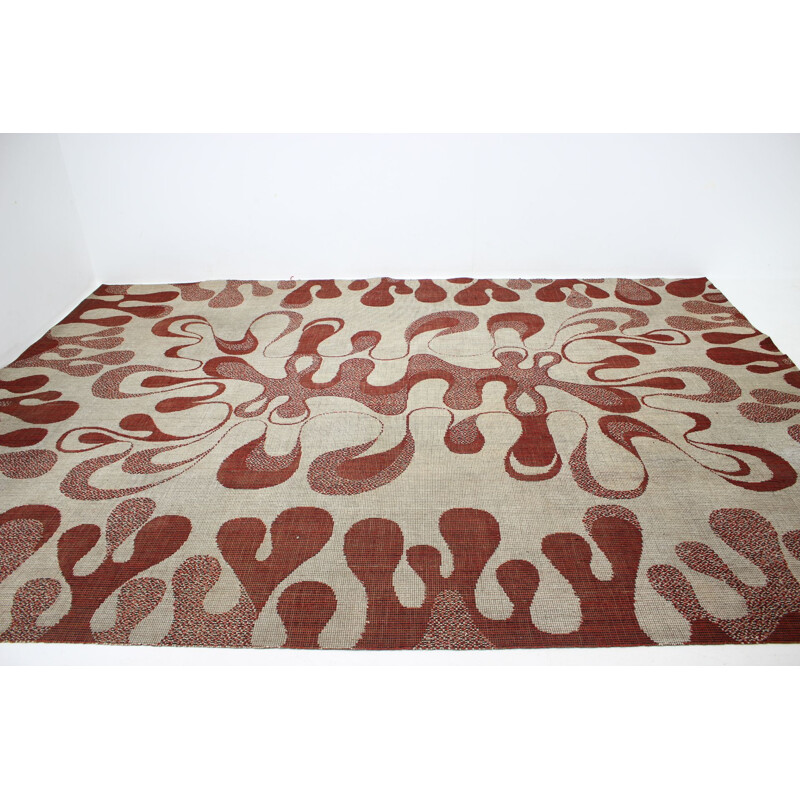 Abstract organic design vintage carpet rug, 1960s