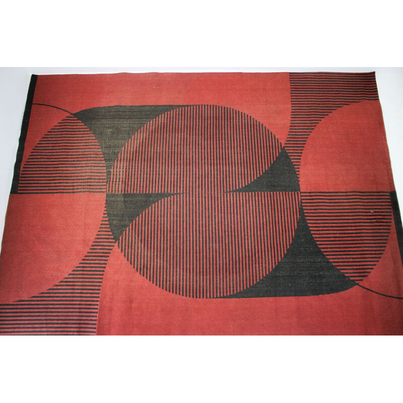Vintage tapijt met abstracte modernistische geometrische patronen, 1970