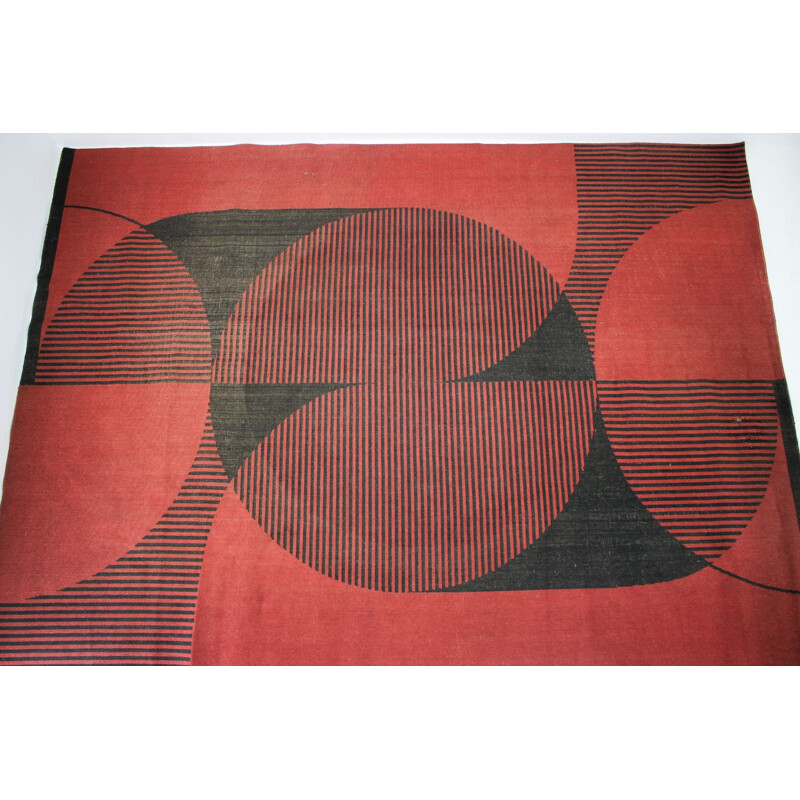 Alfombra vintage con motivos geométricos abstractos modernistas, 1970