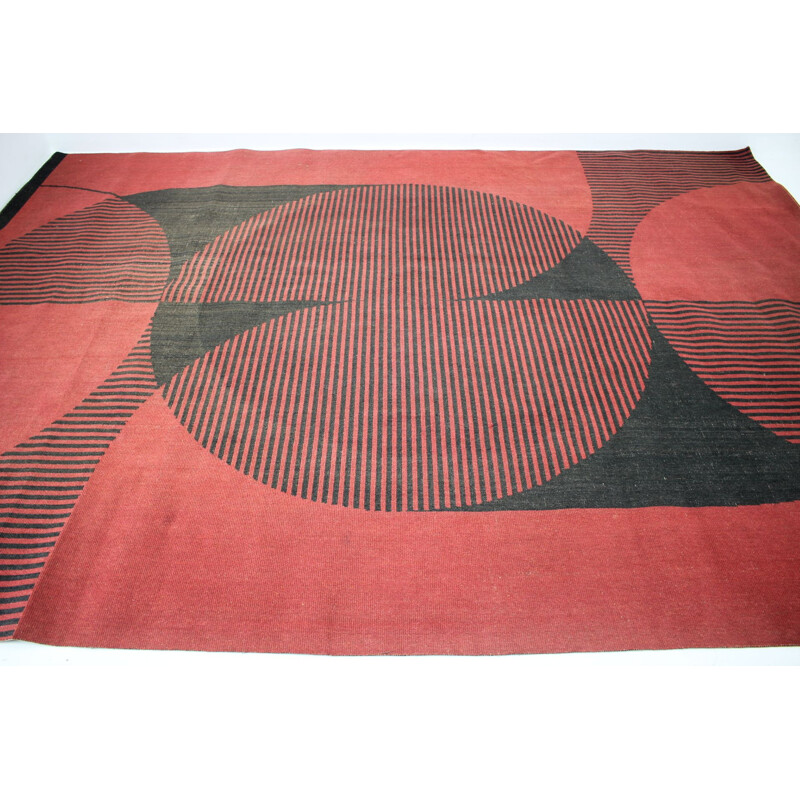 Alfombra vintage con motivos geométricos abstractos modernistas, 1970