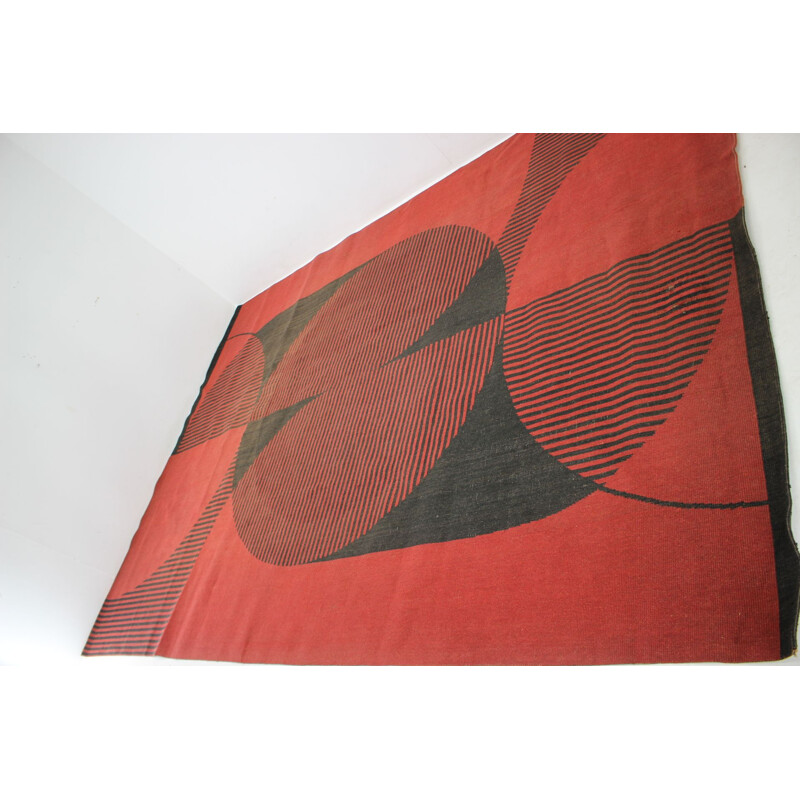 Alfombra vintage con motivos geométricos abstractos modernistas, 1970