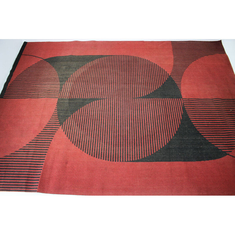 Alfombra vintage con motivos geométricos abstractos modernistas, 1970