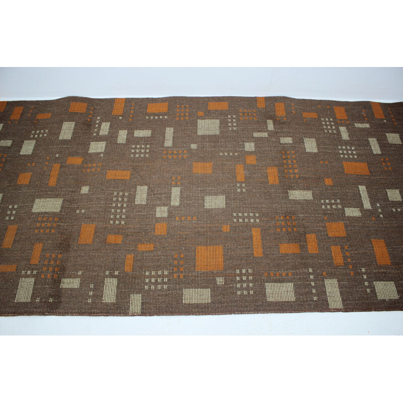 Vintage geometric rug, Czechoslovakia 1960