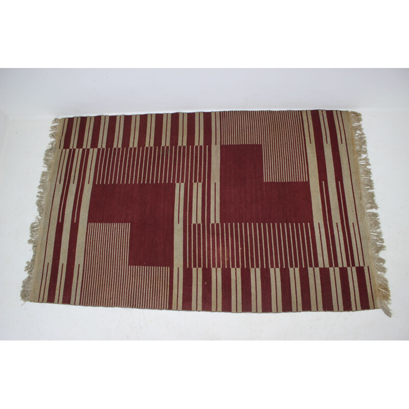 Vintage geometric abstract rug by Antonín Kybal, Czechoslovakia 1948