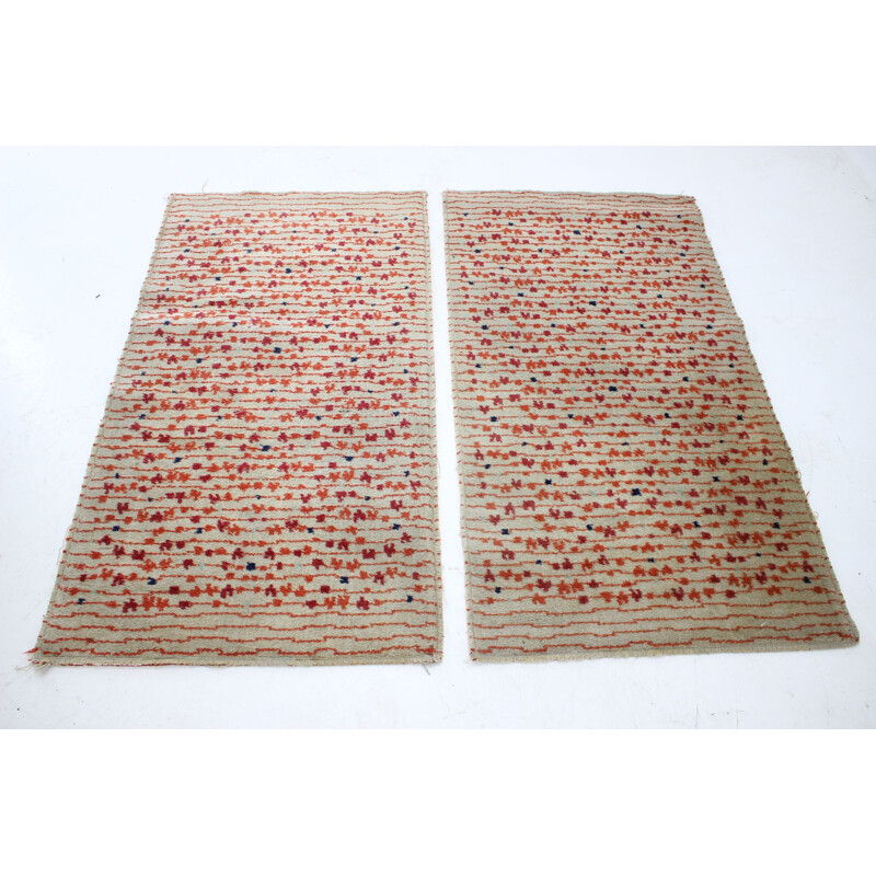 Pareja de alfombras modernistas abstractas vintage, Checoslovaquia 1960