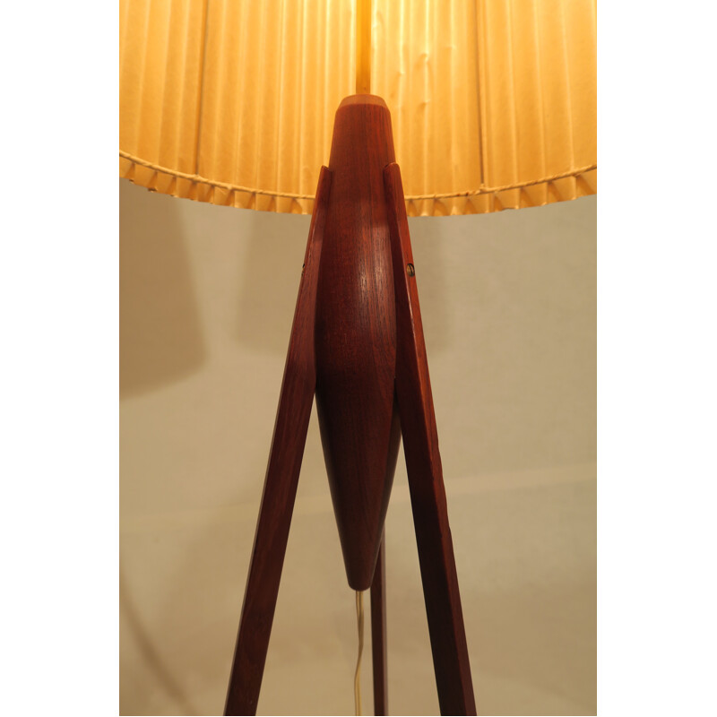 Lampadaire vintage scandinave en acajou, 1950