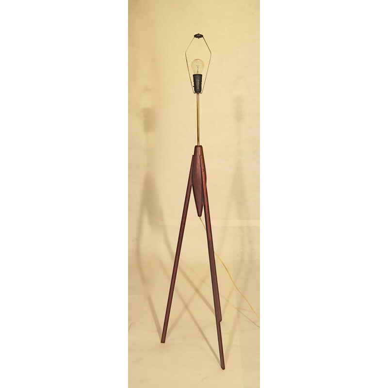 Vintage scandinavian mahogany floor lamp, 1950