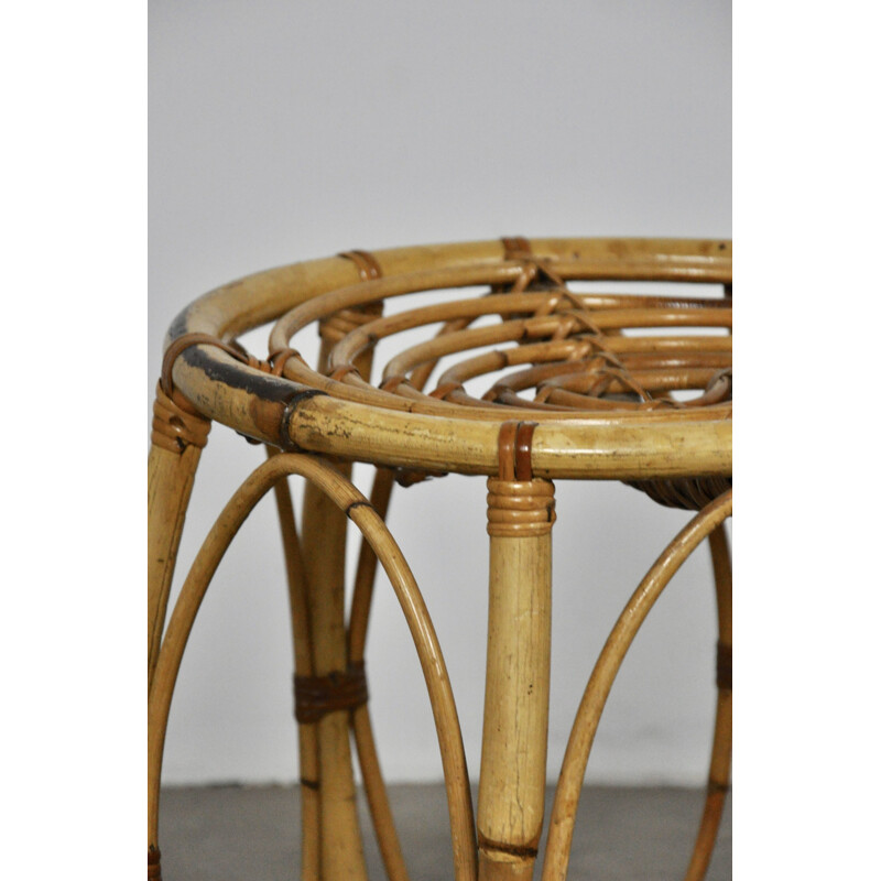 Pair of vintage rattan stools, 1960s