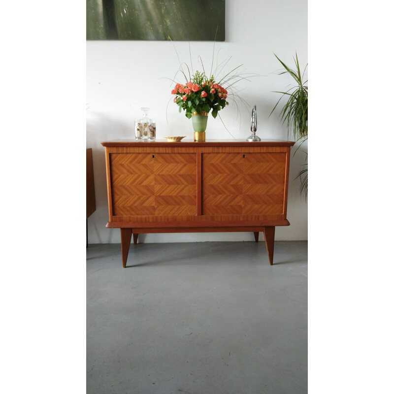 Vintage cabinet in marquetry, 1950s