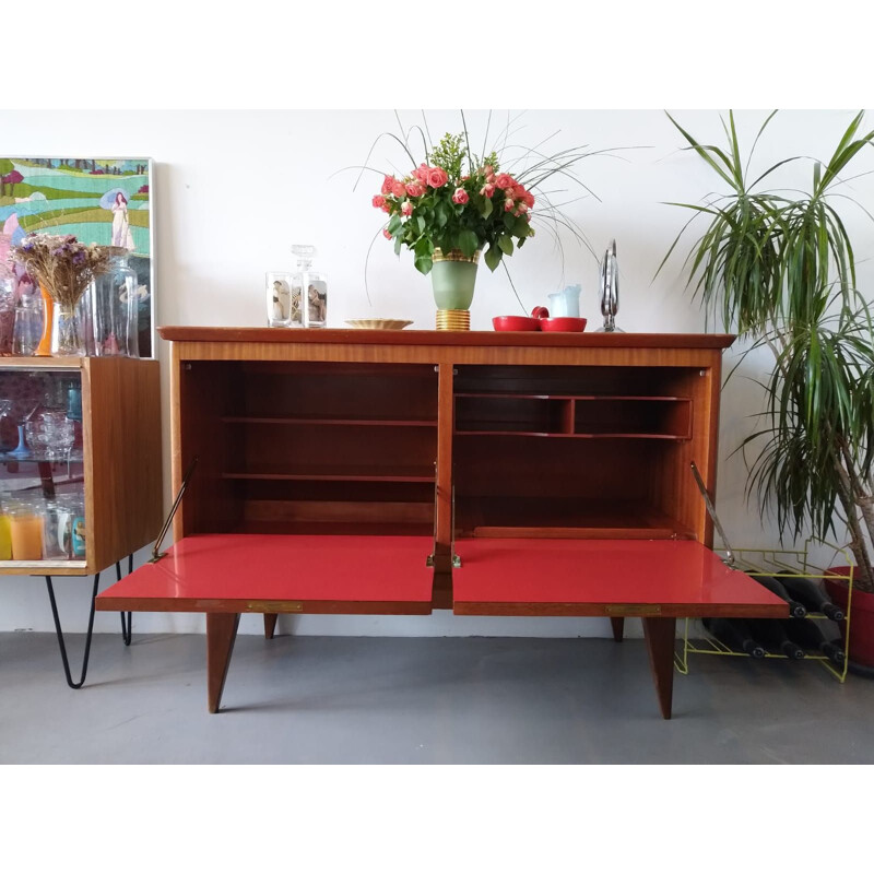 Vintage cabinet in marquetry, 1950s