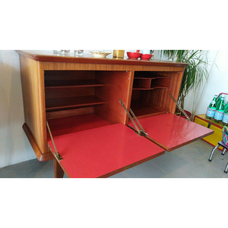 Vintage cabinet in marquetry, 1950s