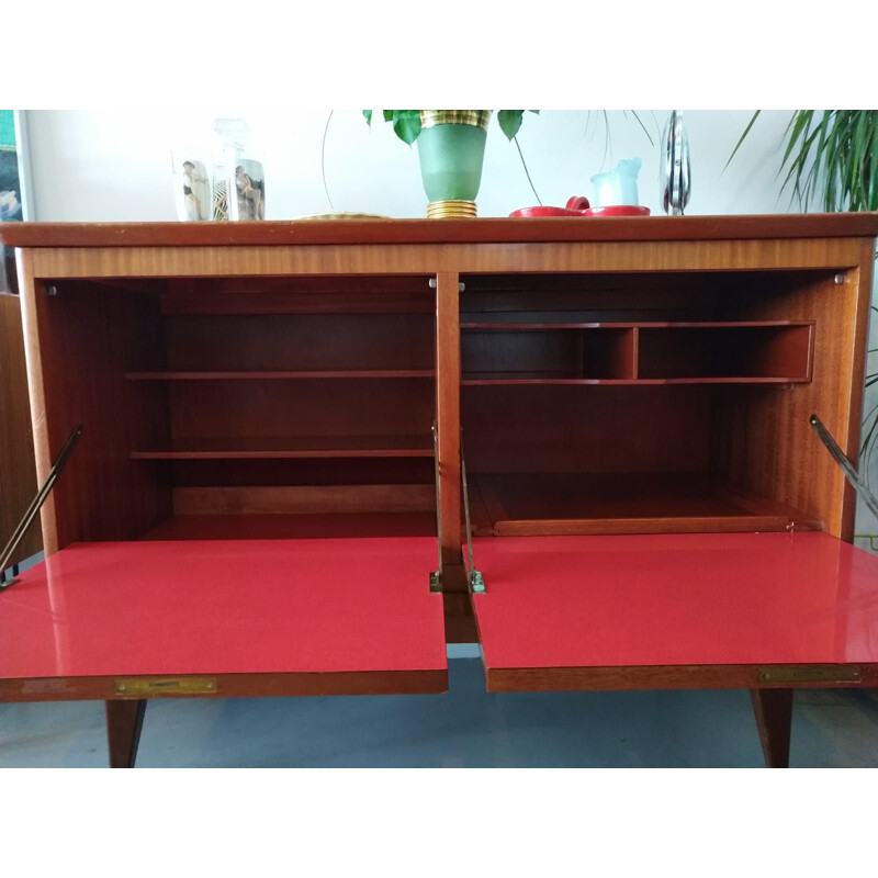 Vintage cabinet in marquetry, 1950s