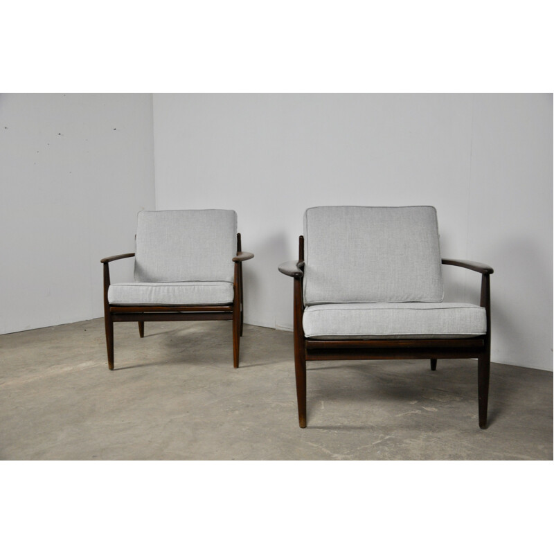 Set of 2 vintage scandinavian armchairs, 1960s