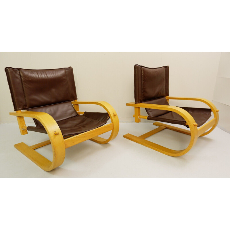 Pair of "Scacciapensieri" armchairs by Urbino and Lomazzi for Poltronova, Italy, 1970