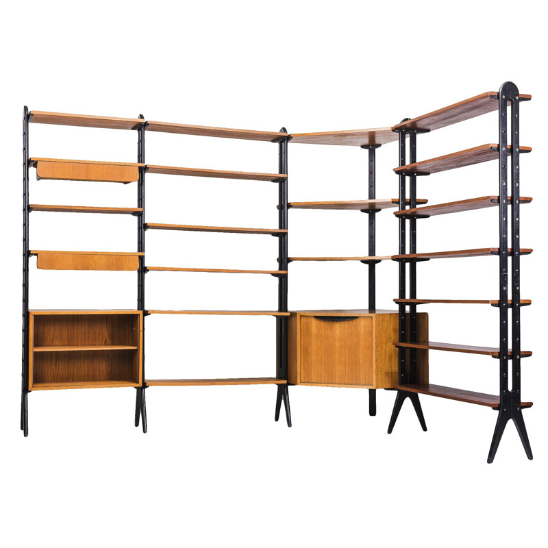 Teak vintage modular shelf, 1960s