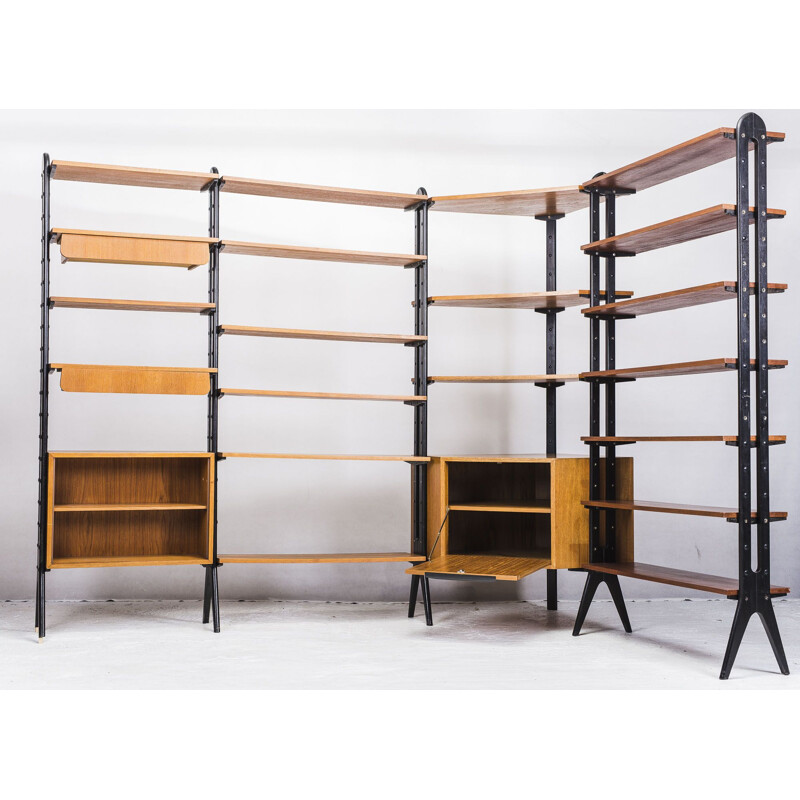 Teak vintage modular shelf, 1960s