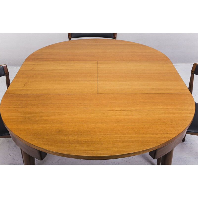 Teak Dining Table and Chairs by Hans Olsen for Frem Røjle, 1950s, Set of 4