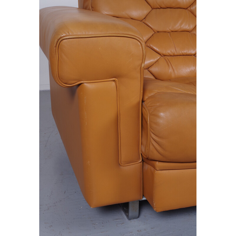 3-seater sofa in oakwood and leather De Sede - 1970s