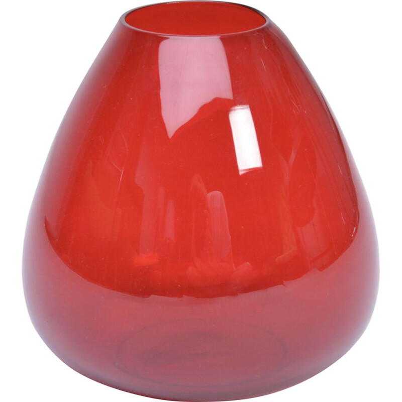 Vaso vermelho vintage da série Ruby de Per Lütken para Holmegaard, 1957