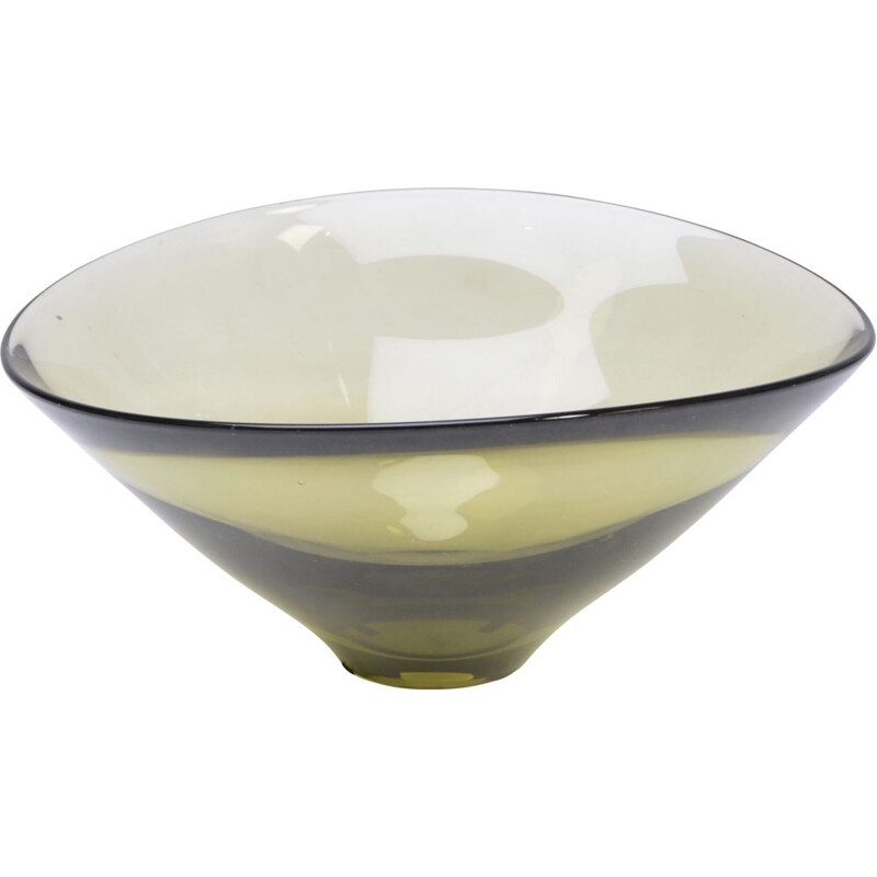 Green Disko Bowl from the Olive series designed by Per Lütken for Holmegaard, 1959