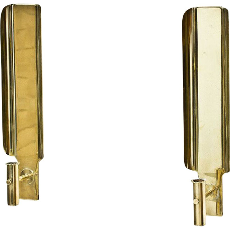 Pair of brass swedish vintage wall candlesticks by Hans-Agne Jakobsson,1960s