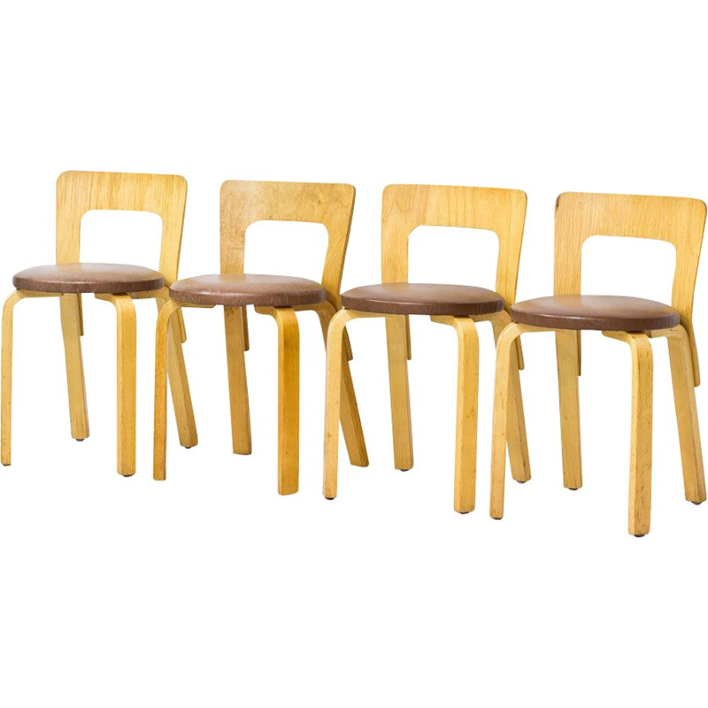 Set of 4 ’Model 65" Chairs by Alvar Aalto for Artek