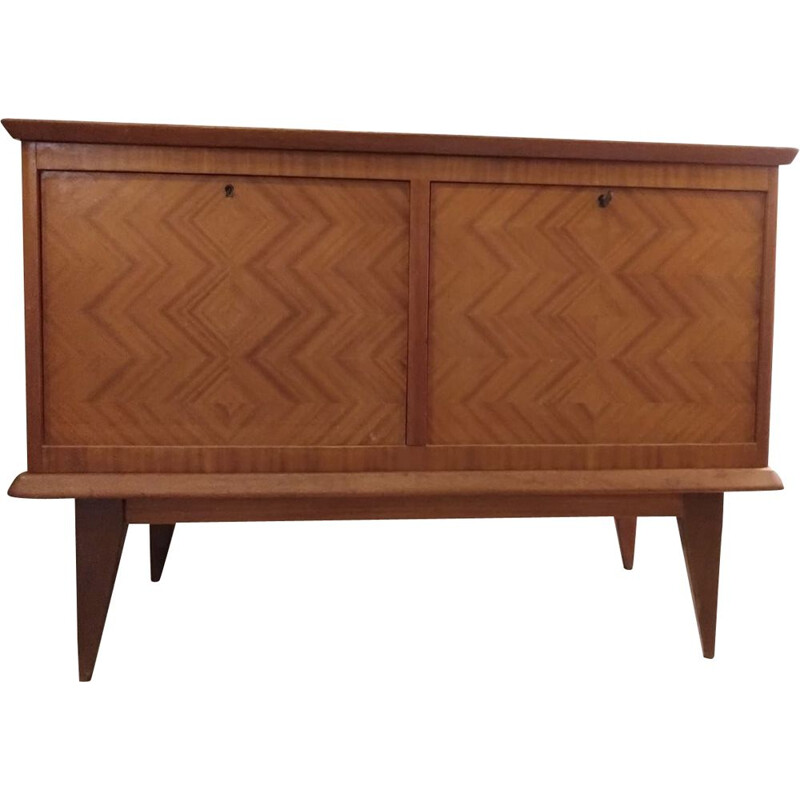 Vintage cabinet in marquetry, 1950s