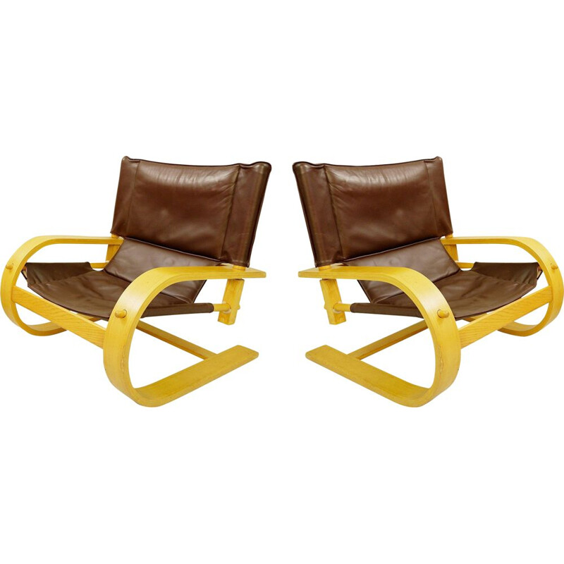Pair of "Scacciapensieri" armchairs by Urbino and Lomazzi for Poltronova, Italy, 1970