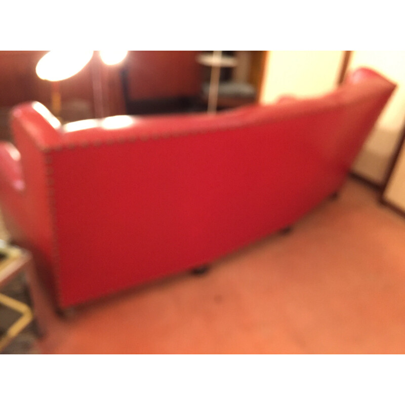 Vintage sofa in red leather 