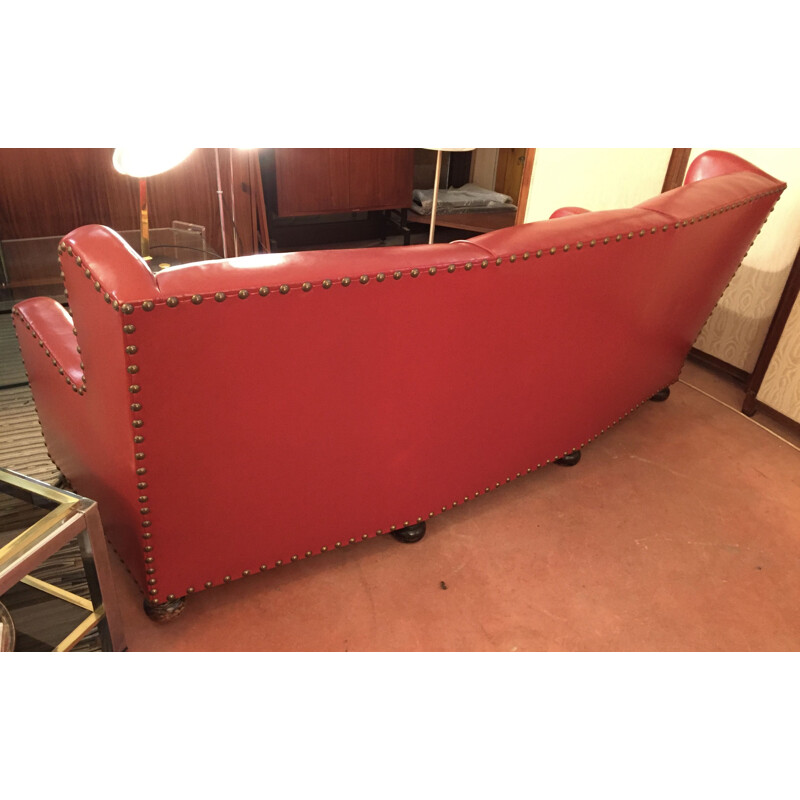 Vintage sofa in red leather 