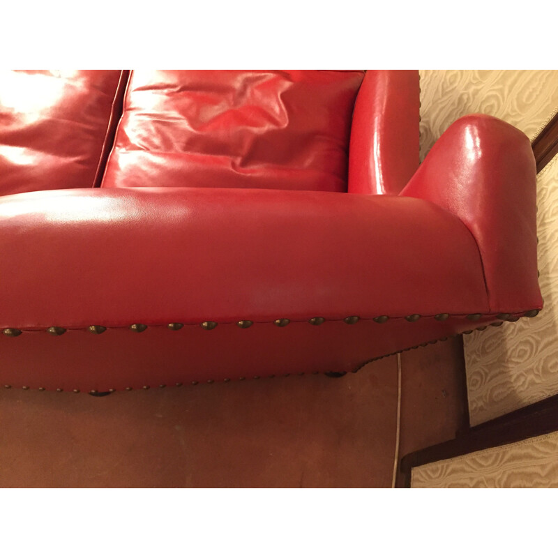 Vintage sofa in red leather 