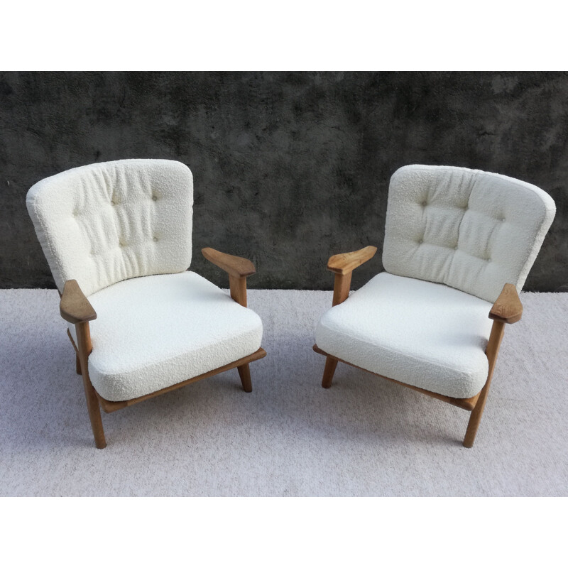 Paire de fauteuils vintage par Guillerme et Chambron pour Votre Maison 1960