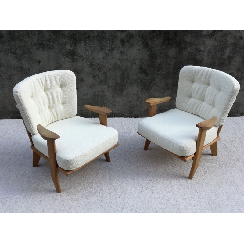 Paire de fauteuils vintage par Guillerme et Chambron pour Votre Maison 1960