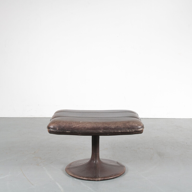 1960s Brown leather stool  manufactured by De Sede in Switzerland