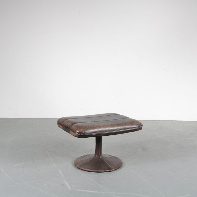 1960s Brown leather stool  manufactured by De Sede in Switzerland