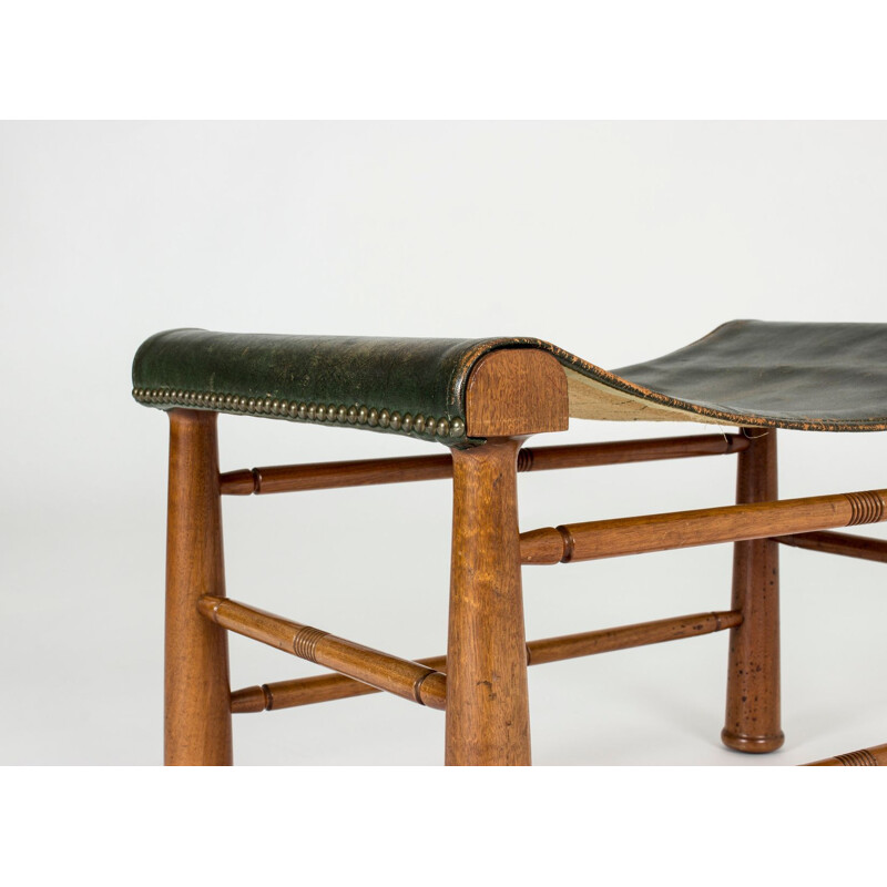 Vintage leather and mahogany stool model 972 by Josef Frank, 1941